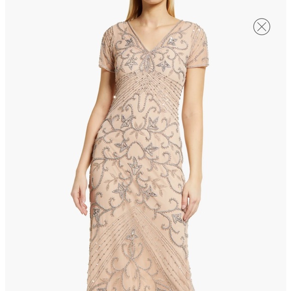 Nude beaded gown Nordstrom Pisarro Nights - Picture 3 of 10